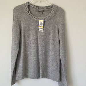 Charter Club Cashmere Braided Neck Sweater Women’s size M - 2 Ply